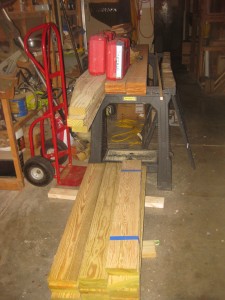 Awating back in the shop, materials to replace the worn-out old bridge